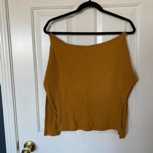 Dark Yellow Waffle Sweater - Semi Cropped!